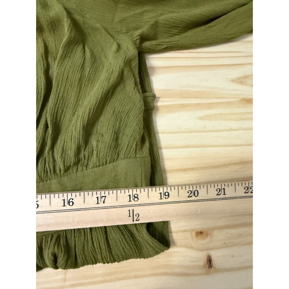 Eloquii Tiered Ruffle Maxi Dress 14 Balloon Sleeve Green Boho Whimsical Cottage - Picture 13 of 13